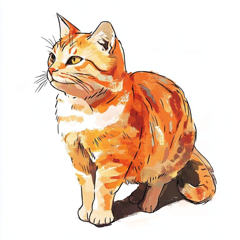 Orange Cat Standing Illustration