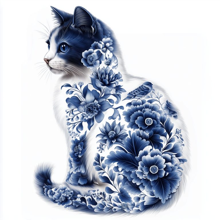 Ornate Floral Cat Profile