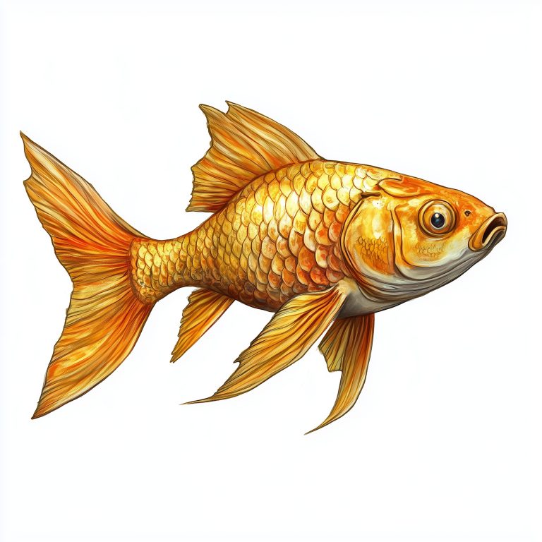 Orthographic Golden Fish Illustration