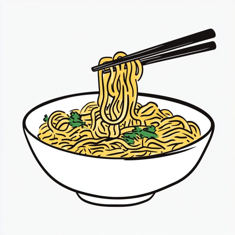 Outline Noodles Flat Illustration