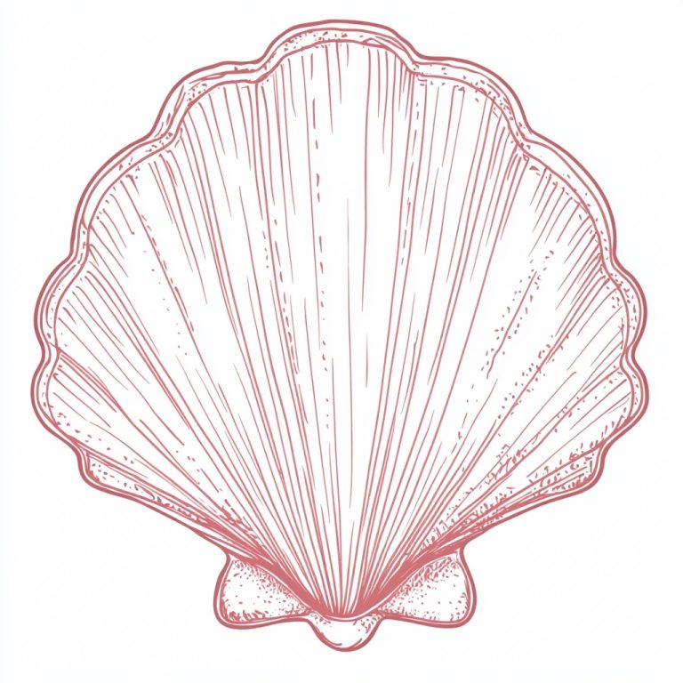 Outlined Pink Scallop Shell