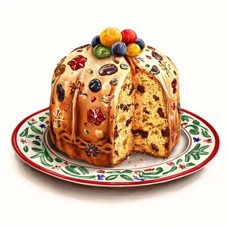 Panettone on Decorative Plate