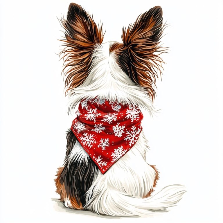 Papillon Dog Illustration Bandana