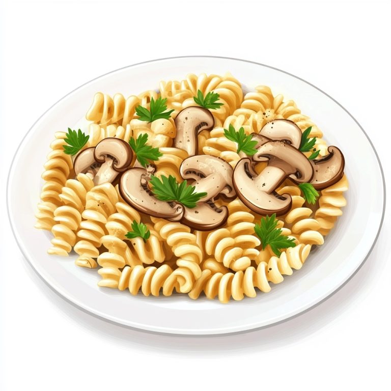 Pasta Illustration with Mushrooms