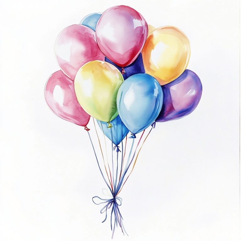 Pastel Balloon Bouquet Watercolor