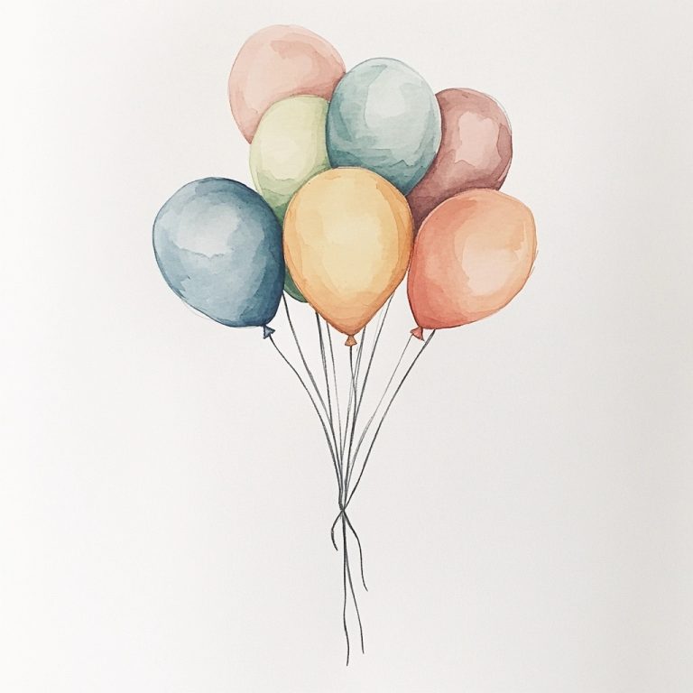 Pastel Balloons Sketch Aquarelle