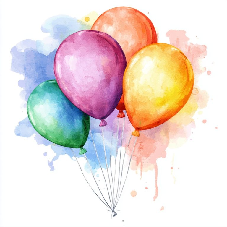 Pastel Balloons with Watercolor Banner