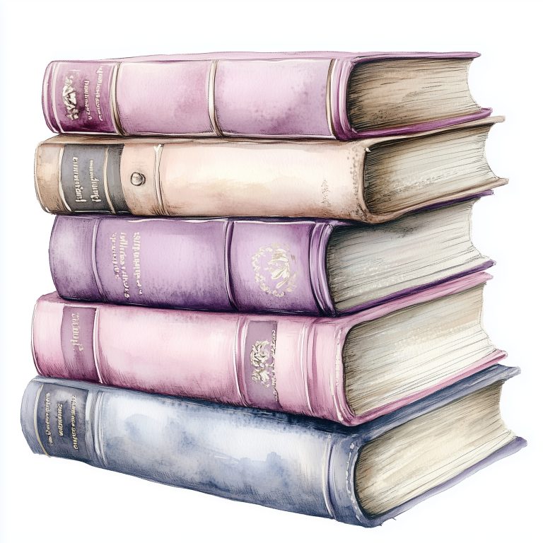 Pastel Books in Watercolor