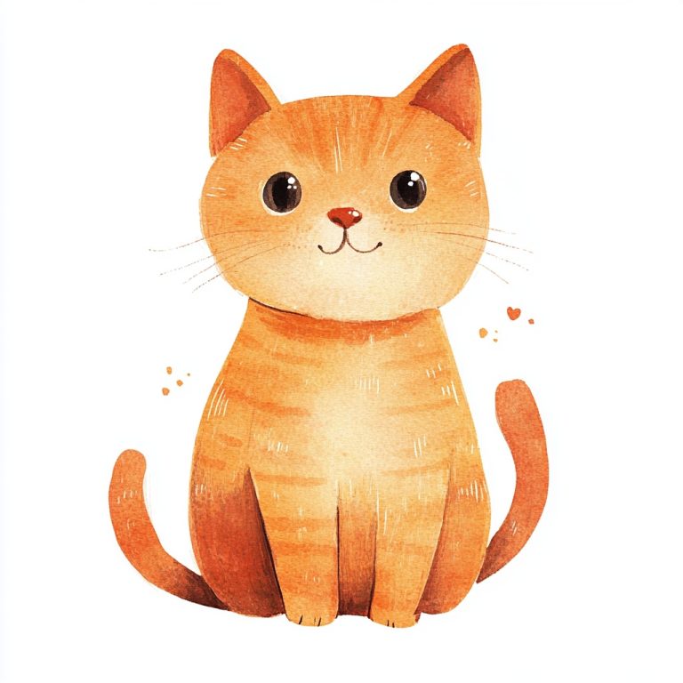 Pastel Cat Watercolor Illustration