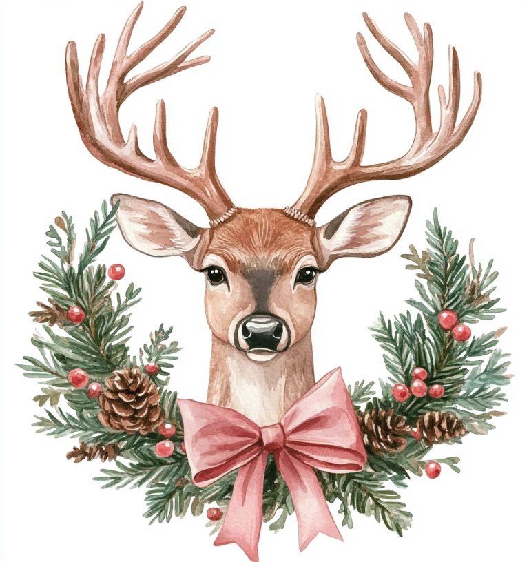 Pastel Christmas Deer Clipart