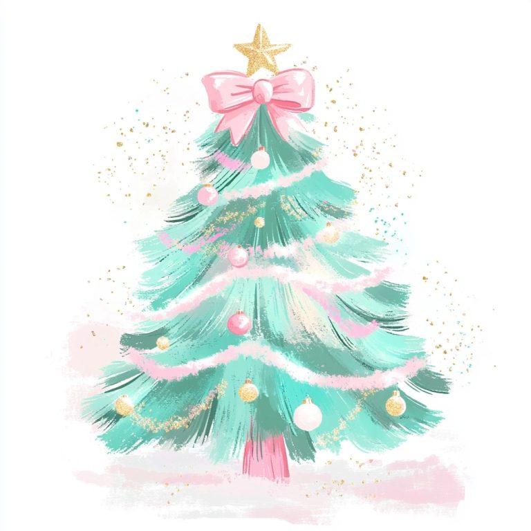 Pastel Christmas Tree Illustration