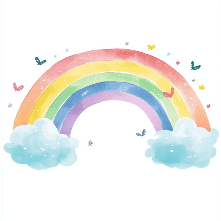 Pastel Doodle Rainbow Clouds