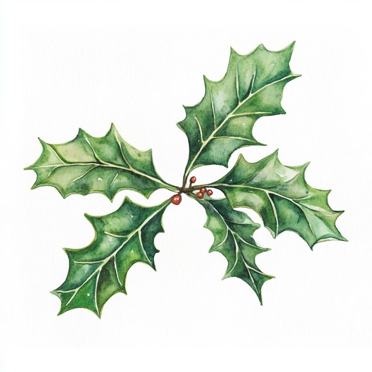 Pastel Holly Leaves Illustration