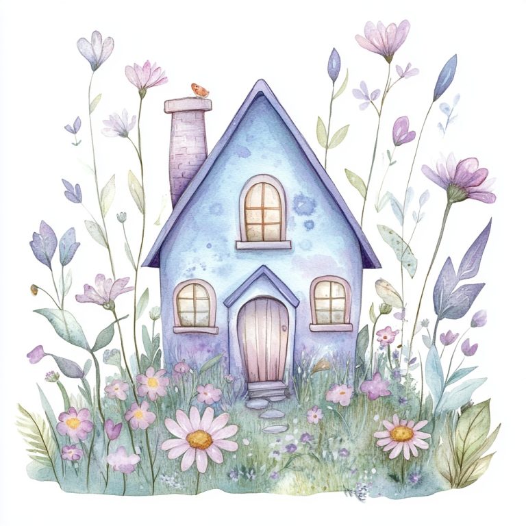 Pastel House with Wildflowers