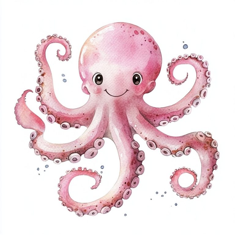 Pastel Octopus Watercolor Illustration