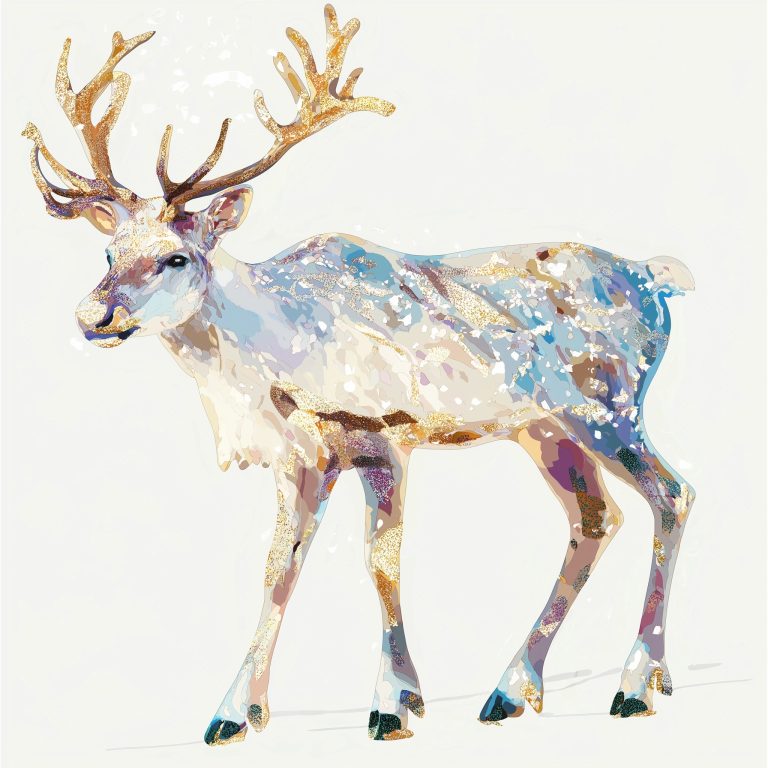 Pastel Reindeer with Gold Leaf