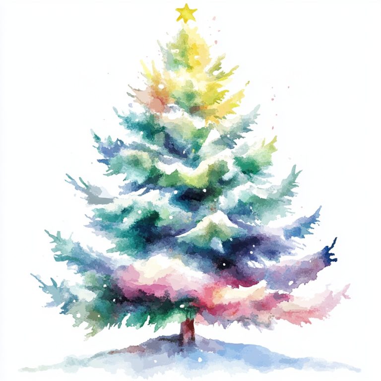 Pastel Watercolor Christmas Tree