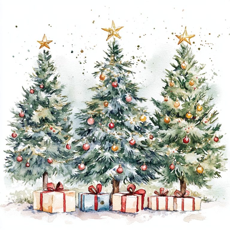 Pastel Watercolor Christmas Trees