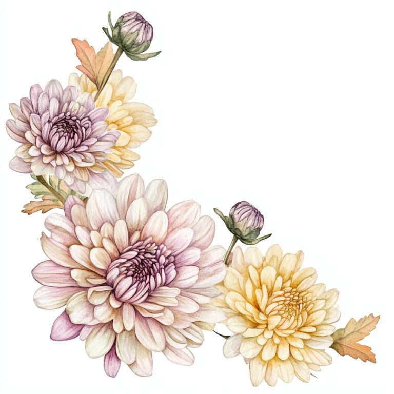 Pastel Watercolor Chrysanthemum Garland