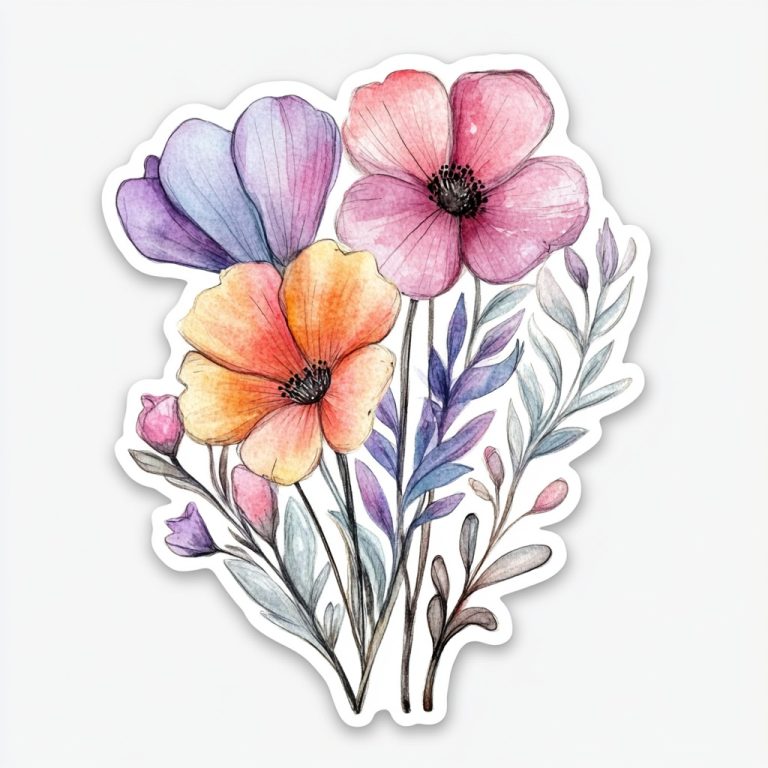 Pastel Watercolor Flower Sticker