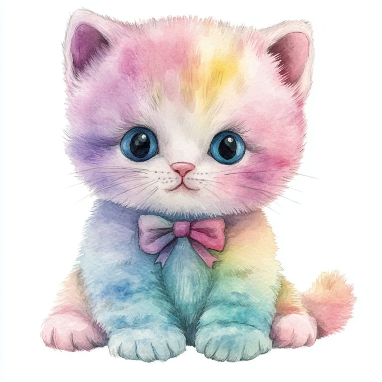 Pastel Watercolor Kitten Clipart