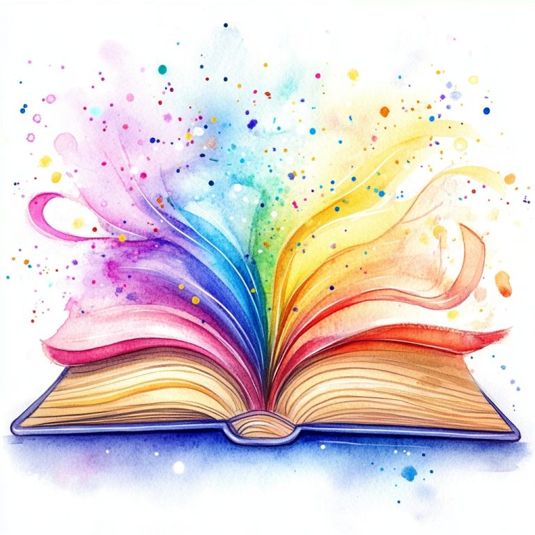 Pastel Watercolor Open Book