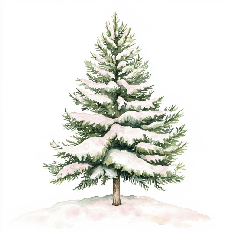 Pastel Watercolor Pine Tree