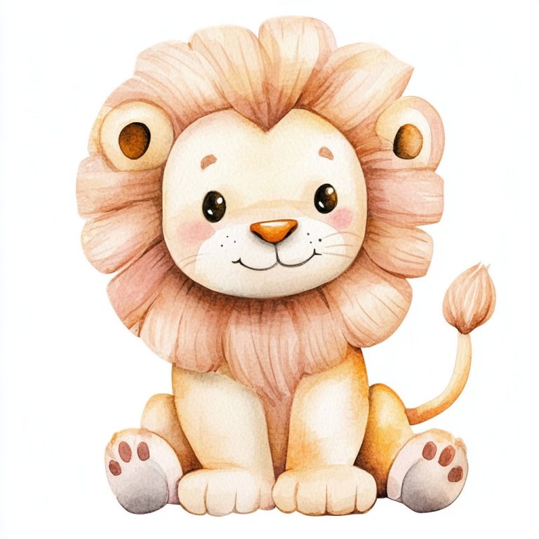 Pastel Watercolor Stuffed Lion