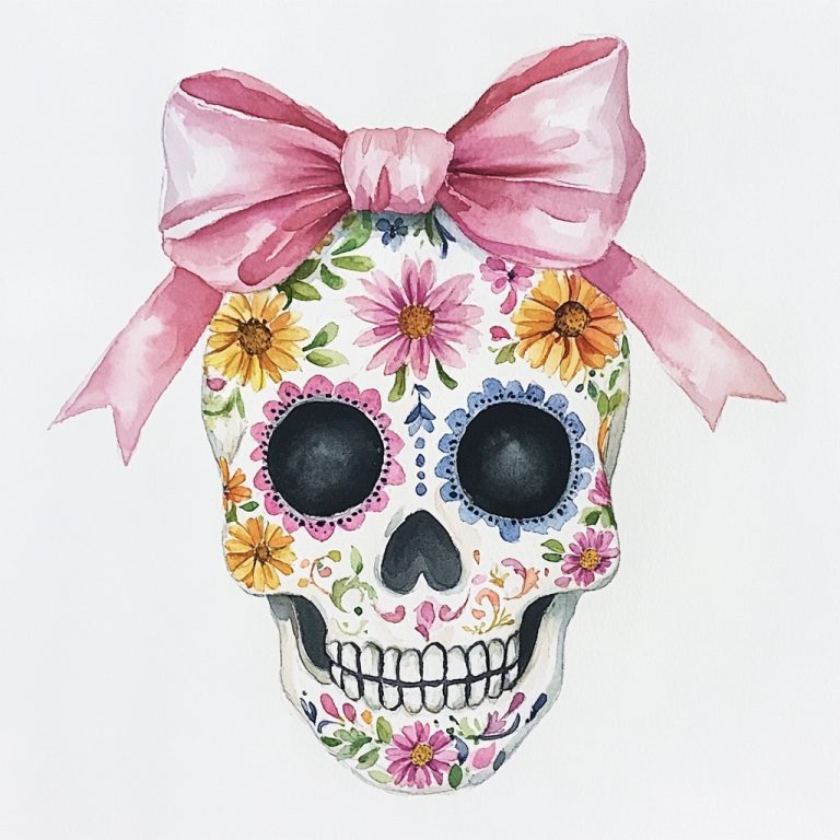 Pastel Watercolor Sugar Skull