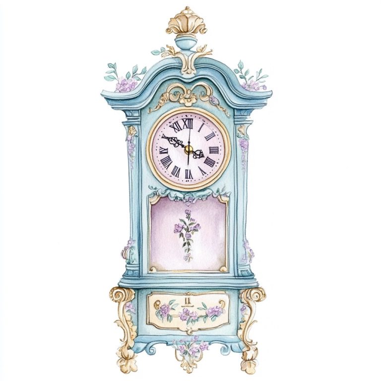 Pastel Watercolour Grandfather Clock