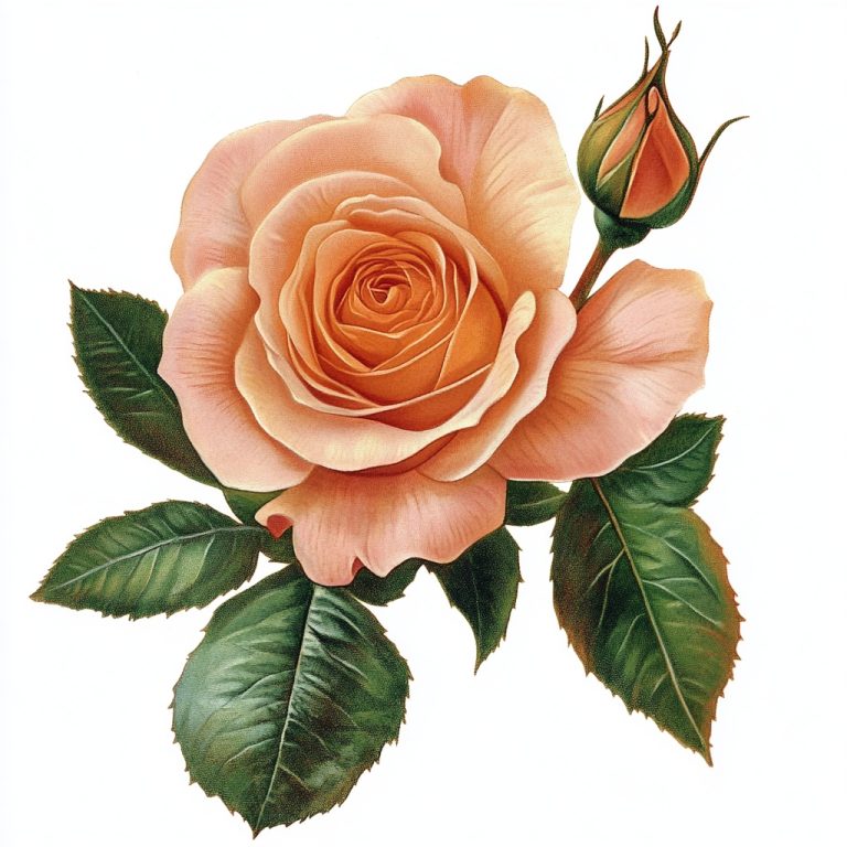 Peach Rose Clipart Design