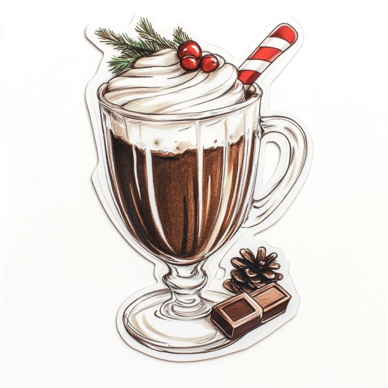 Pencil Illustrated Hot Chocolate Sticker