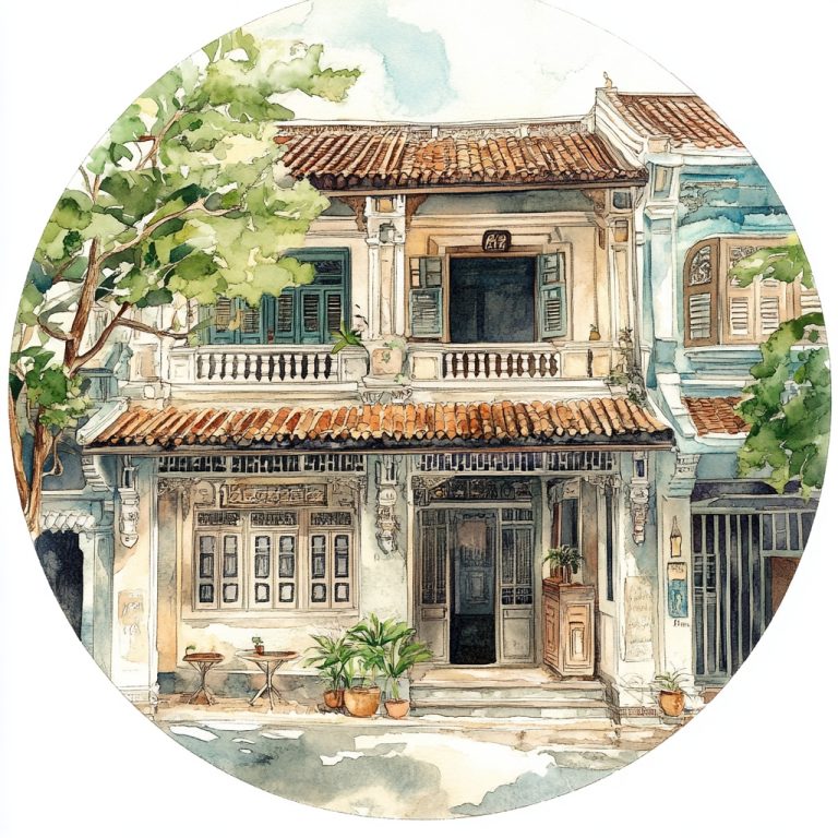 Peranakan Watercolor Illustration