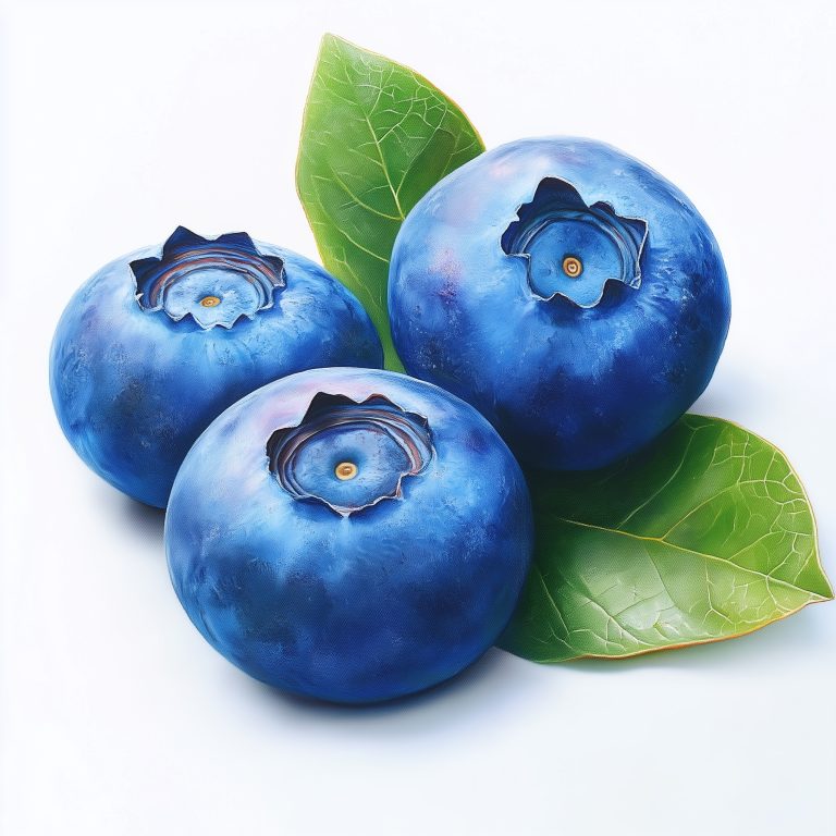 Photorealistic Blueberries and Leaf