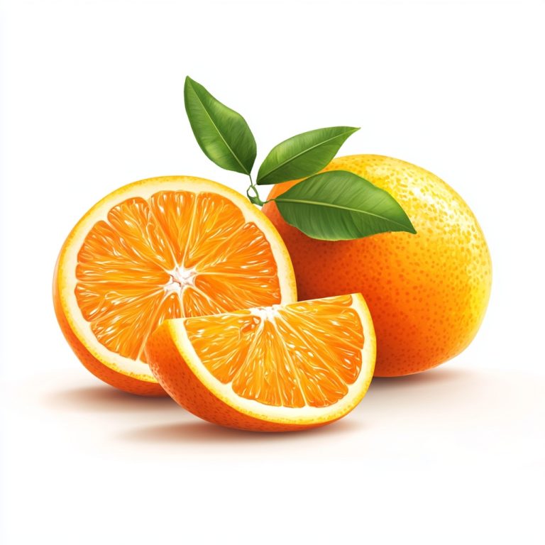 Photorealistic Oranges on White