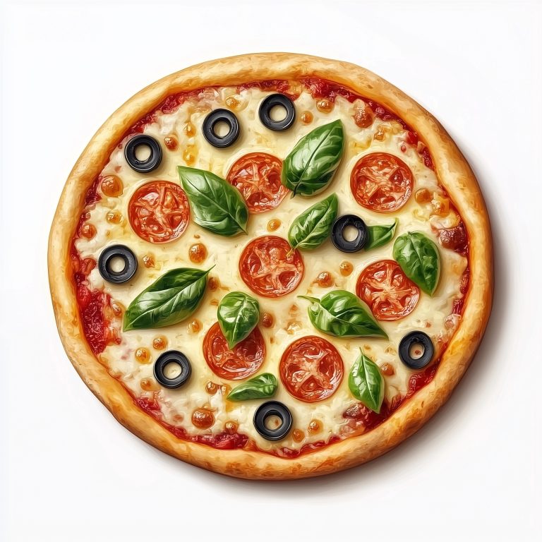 Photorealistic Pizza on White