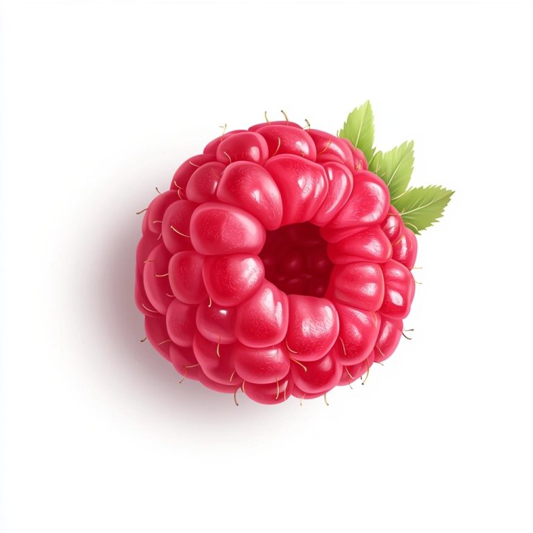 Photorealistic Raspberries on White