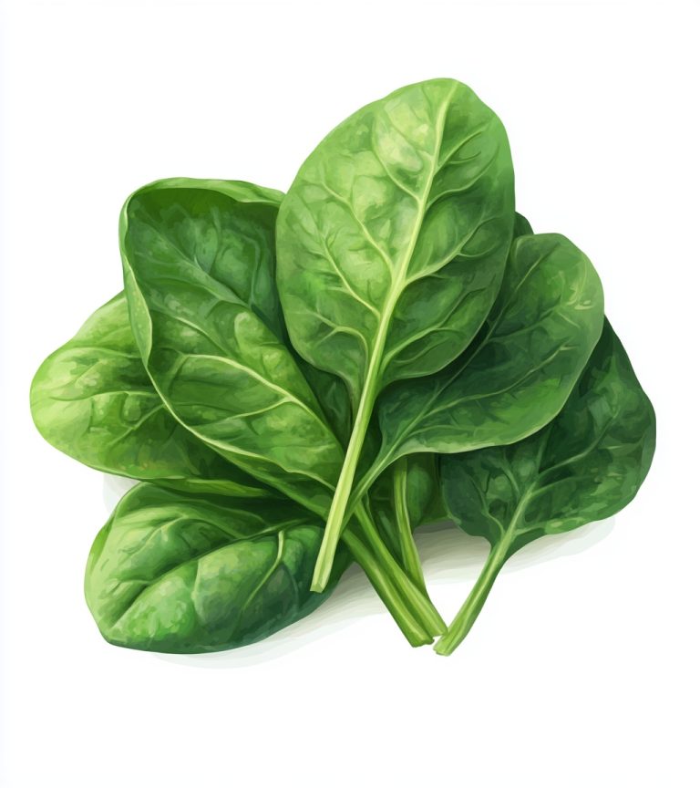 Photorealistic Spinach on White