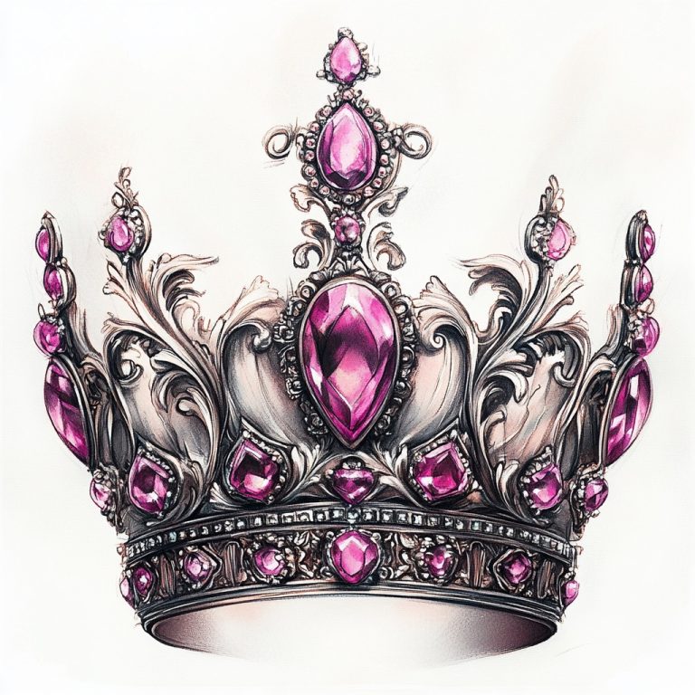 Pink Gem Crown Tattoo