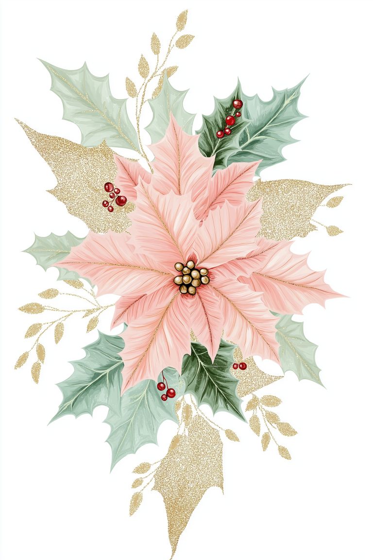 Pink and Gold Christmas Bouquet scaled