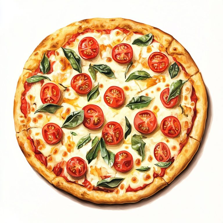 Pizza Illustration with Vegetables