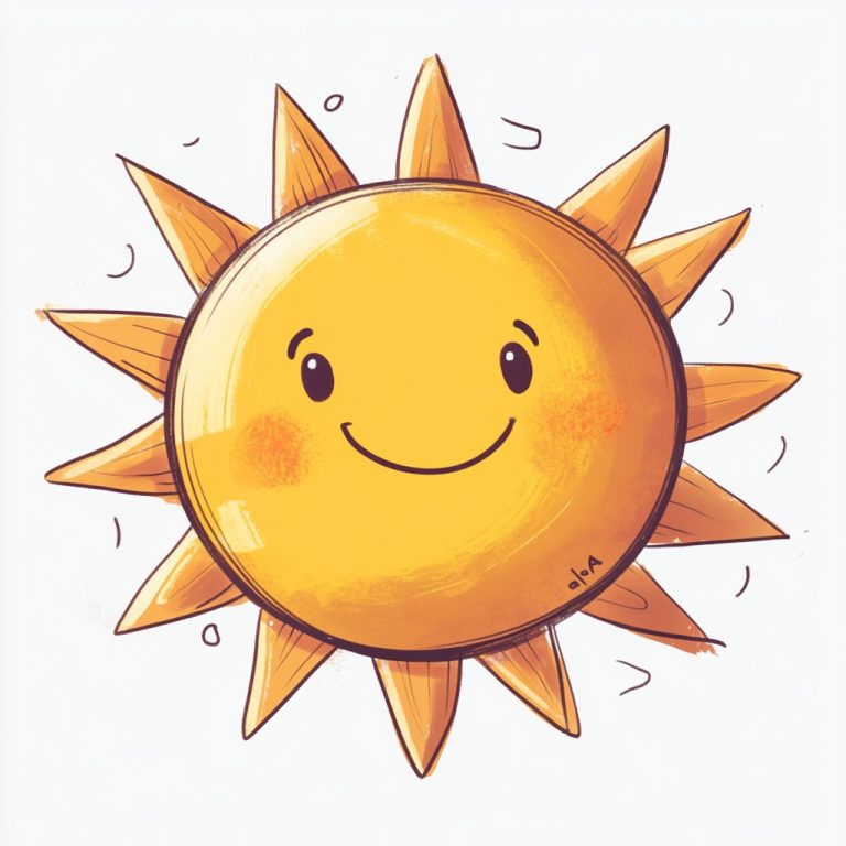 Playful Cartoon Sun Illustration on a Clean White Canvas