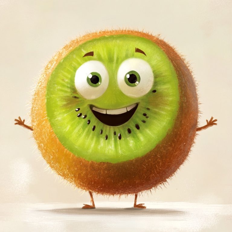 Playful Kiwi Character Illustration