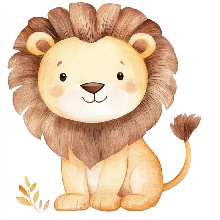 Playful Watercolor Lion Clip Art