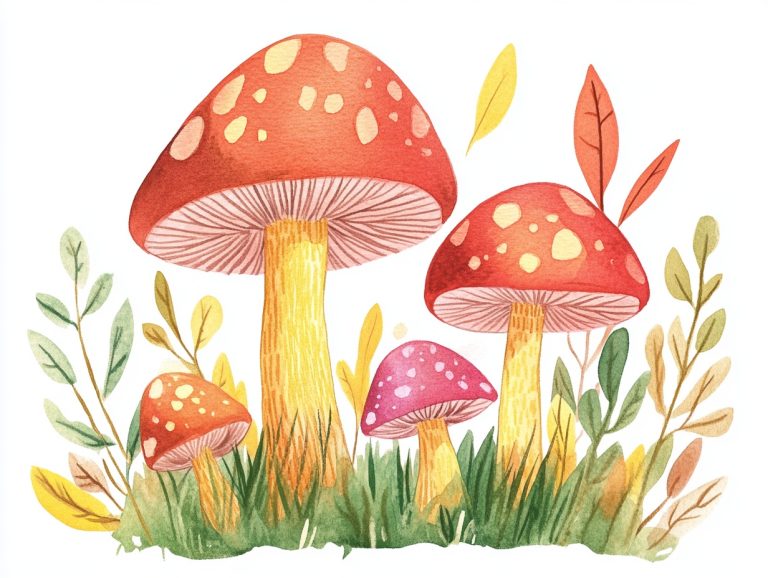 Playful Watercolor Mushrooms Cover