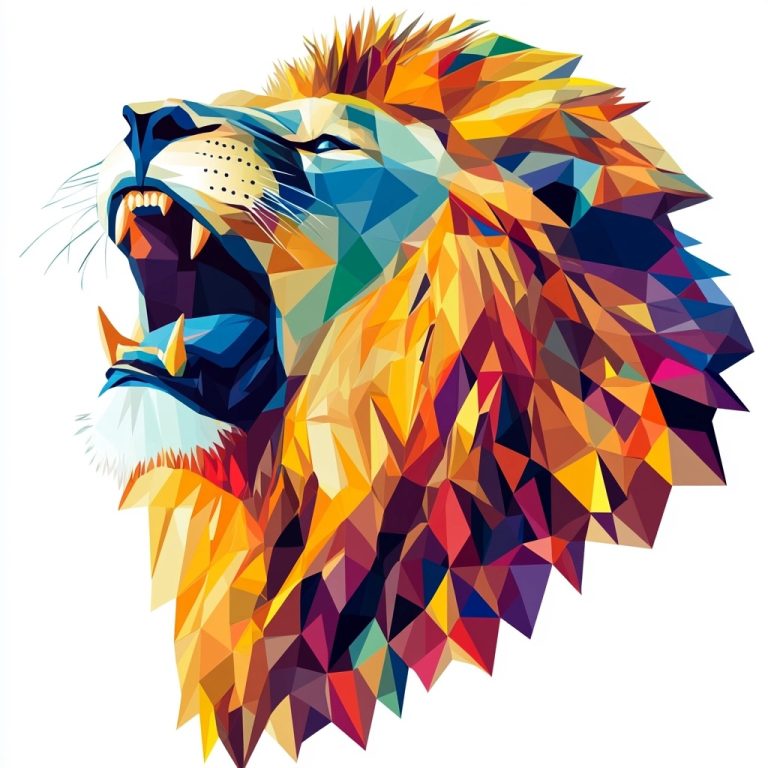 Polygon Lion in Three Colors