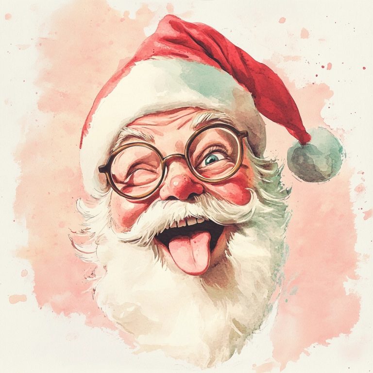 Quirky Santa Watercolor Clipart