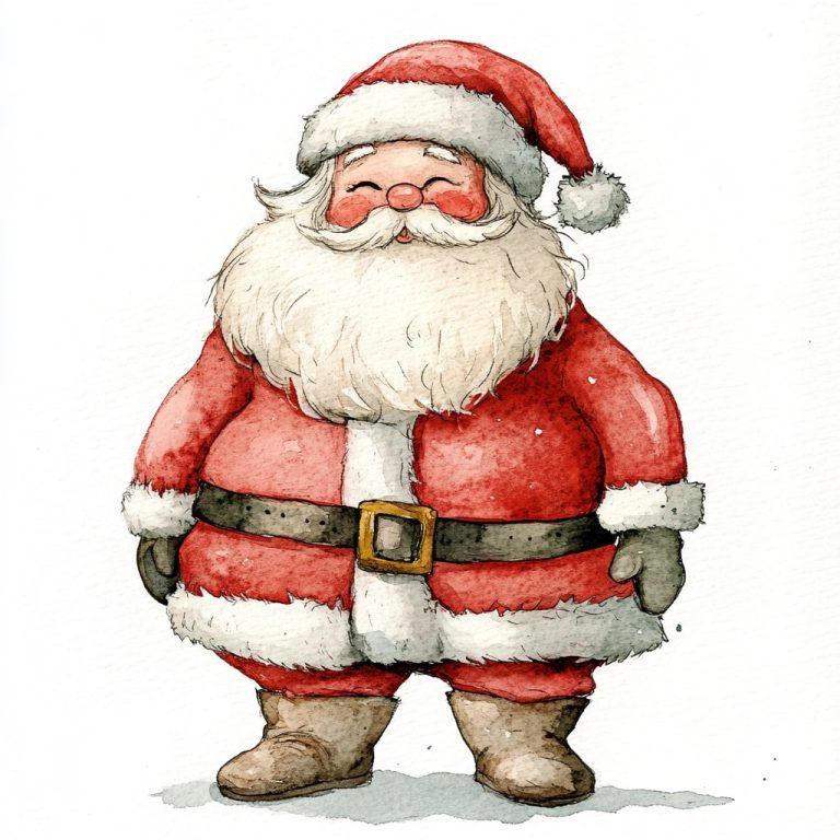 Quirky Santa Watercolor Illustration