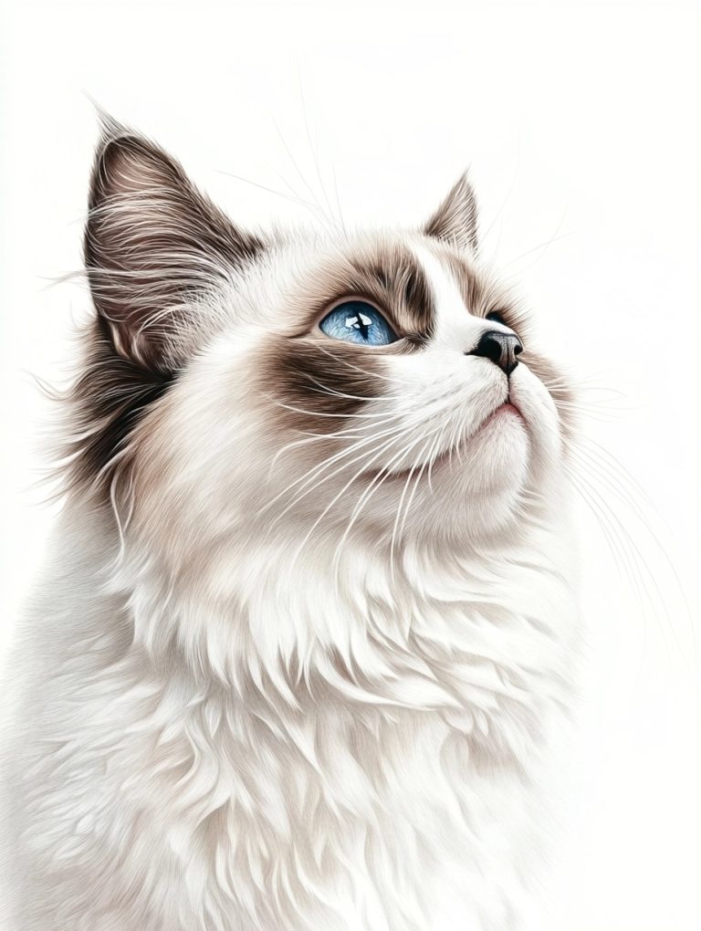 Ragdoll Cat Colored Pencil Sketch