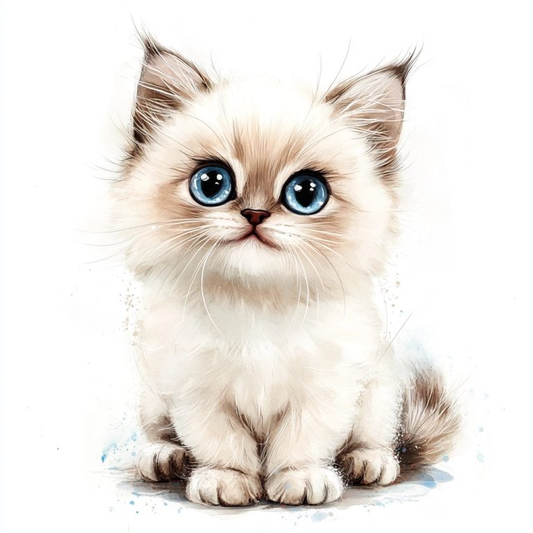 Ragdoll Cat Painting Front View